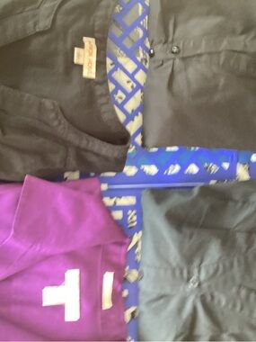 New York & Company Black Stretch Button-Up Collar Shirt